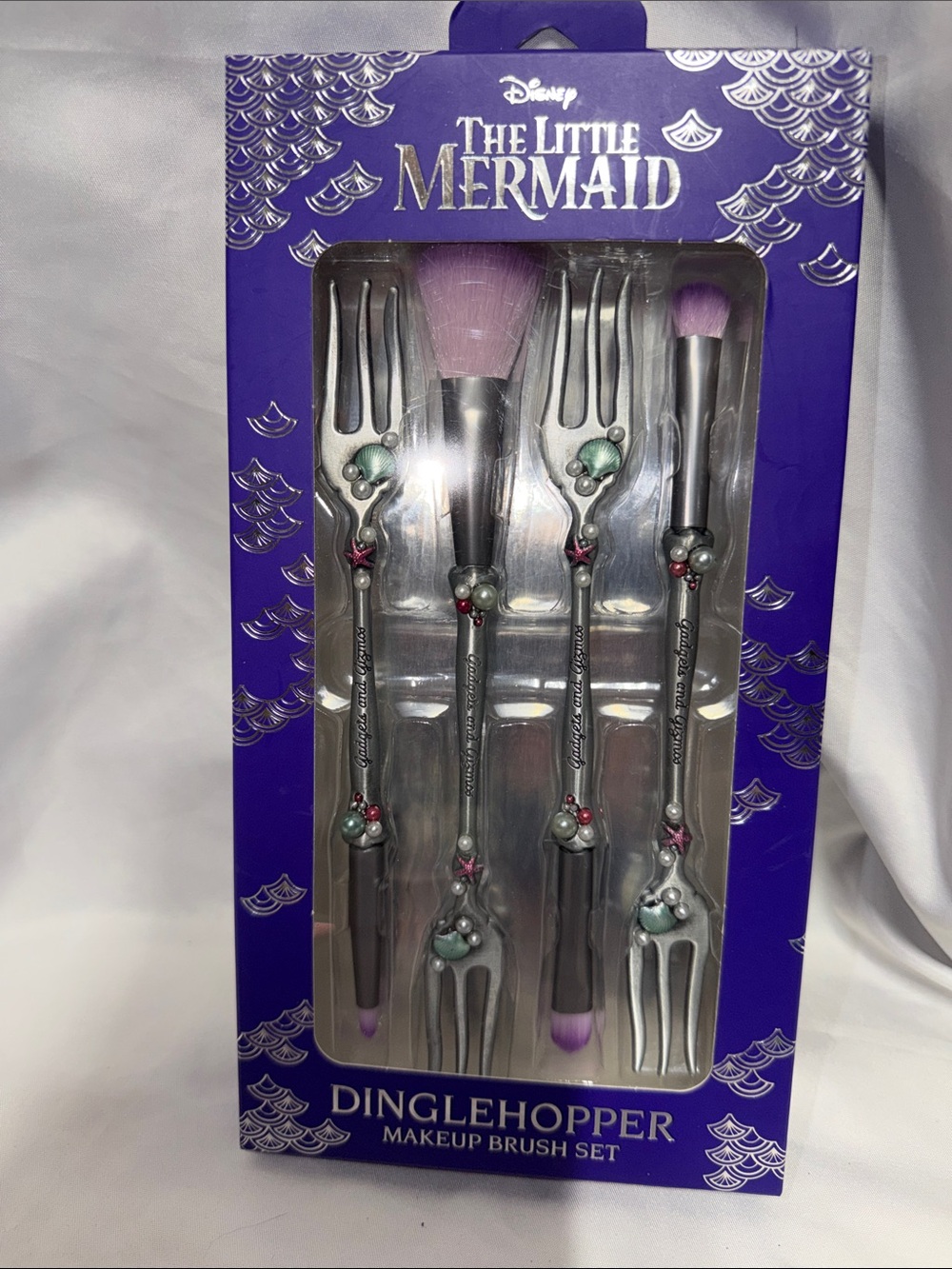 Disney The Little Mermaid Dinglehopper Makeup Brush Set - Purple, Silver, Teal